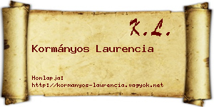 Kormányos Laurencia névjegykártya
